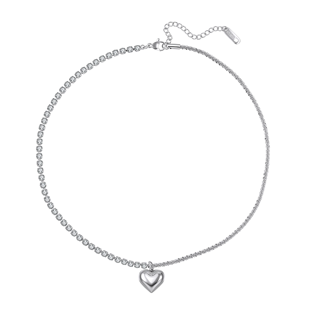 Produse Noi - Colier Statement Split Heart Argintiu