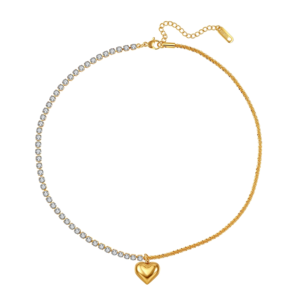Produse Noi - Colier Statement Split Heart Auriu