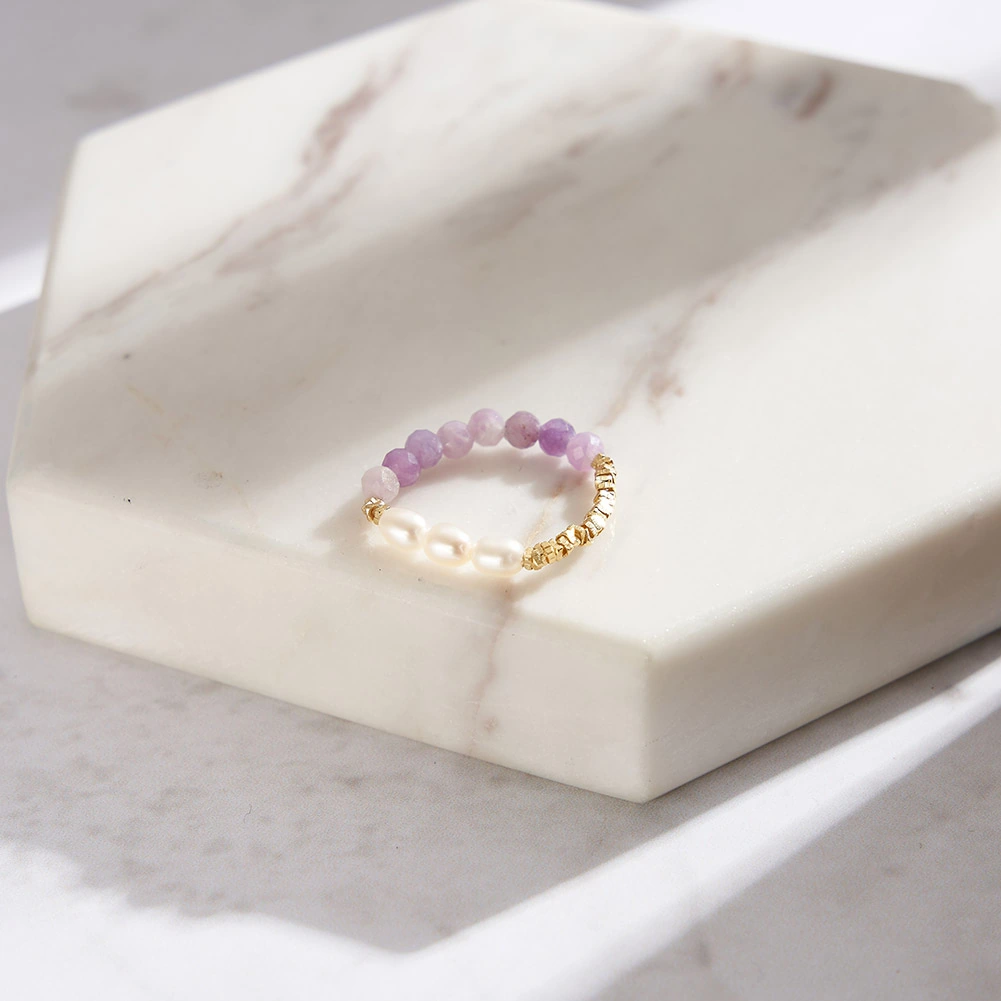 Bijuterii Perle Naturale - Inel din Argint cu Perle Naturale și Pietre Naturale Ametist Lavender Pearl Bliss