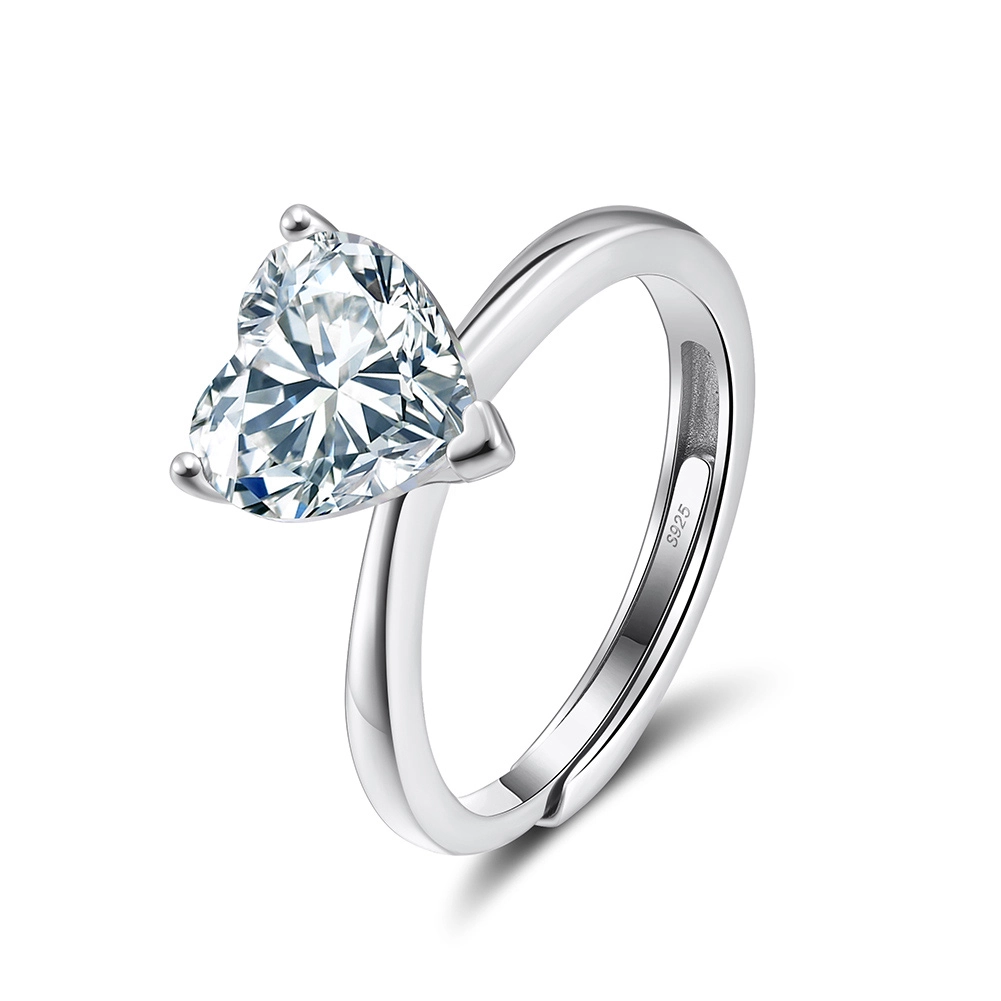 Inele din argint - Inel din argint cu zirconiu Heart Solitaire Argintiu