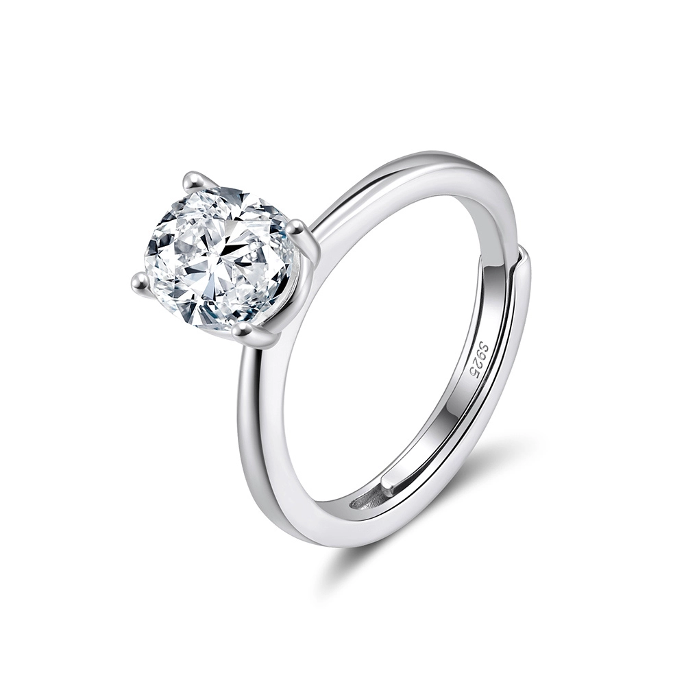 Inele din argint - Inel din argint cu zirconiu Oval Solitaire Argintiu