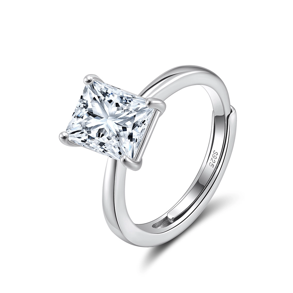 Inele din argint - Inel din argint cu zirconiu Radiant Solitaire Argintiu