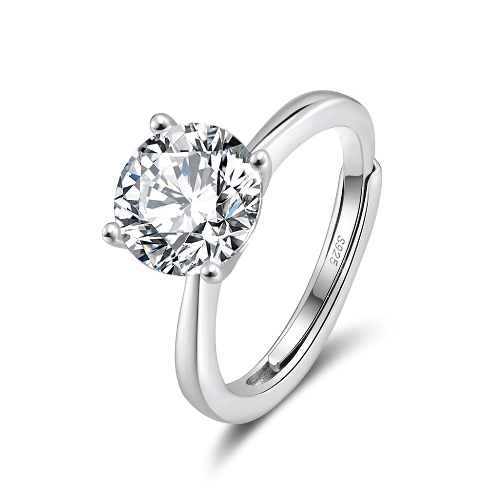 Inele din argint - Inel din argint cu zirconiu Round Solitaire Argintiu