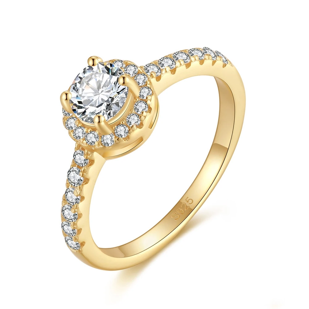 Inele din argint - Inel din Argint Elegant Halo Gold