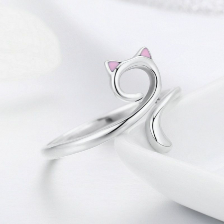 Inele din argint - Inel din argint Pink Cat