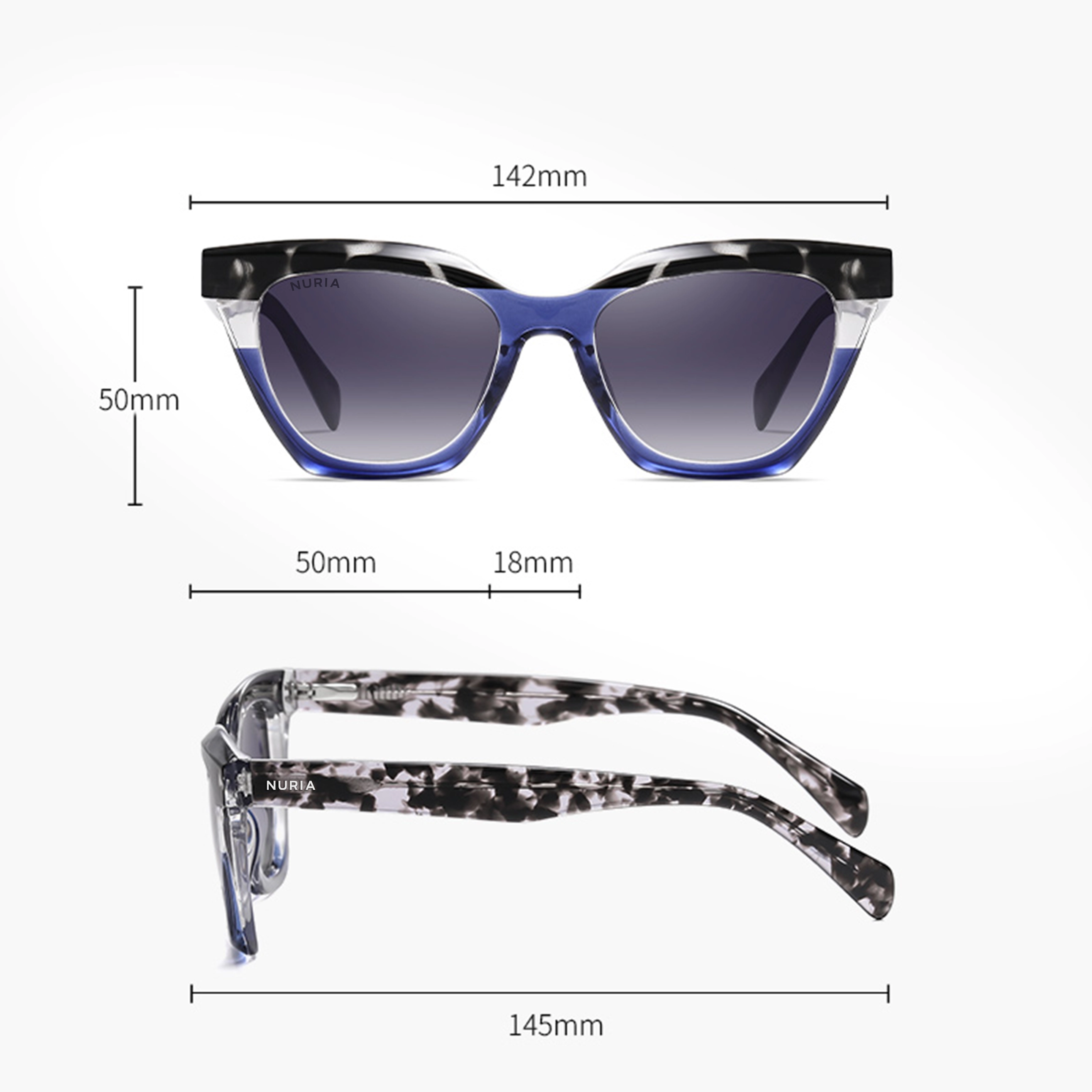 Ochelari Femei - Ochelari de Soare NURIA cu Ramă Cat-Eye Nocturnal Brown Tortoise