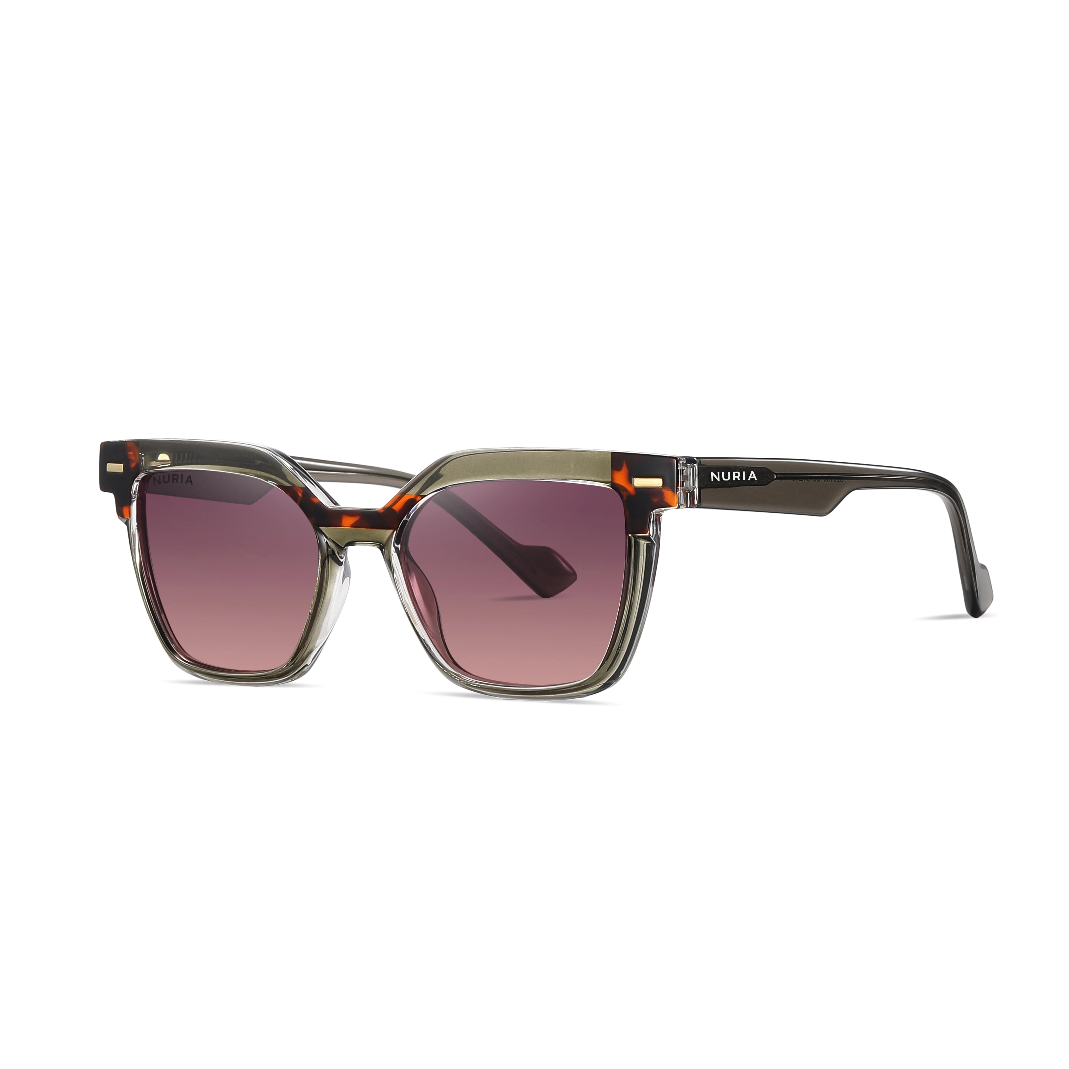 Ochelari Femei - Ochelari de Soare NURIA cu Ramă Dreptunghiulară Spectra Prism Olive Tortoise
