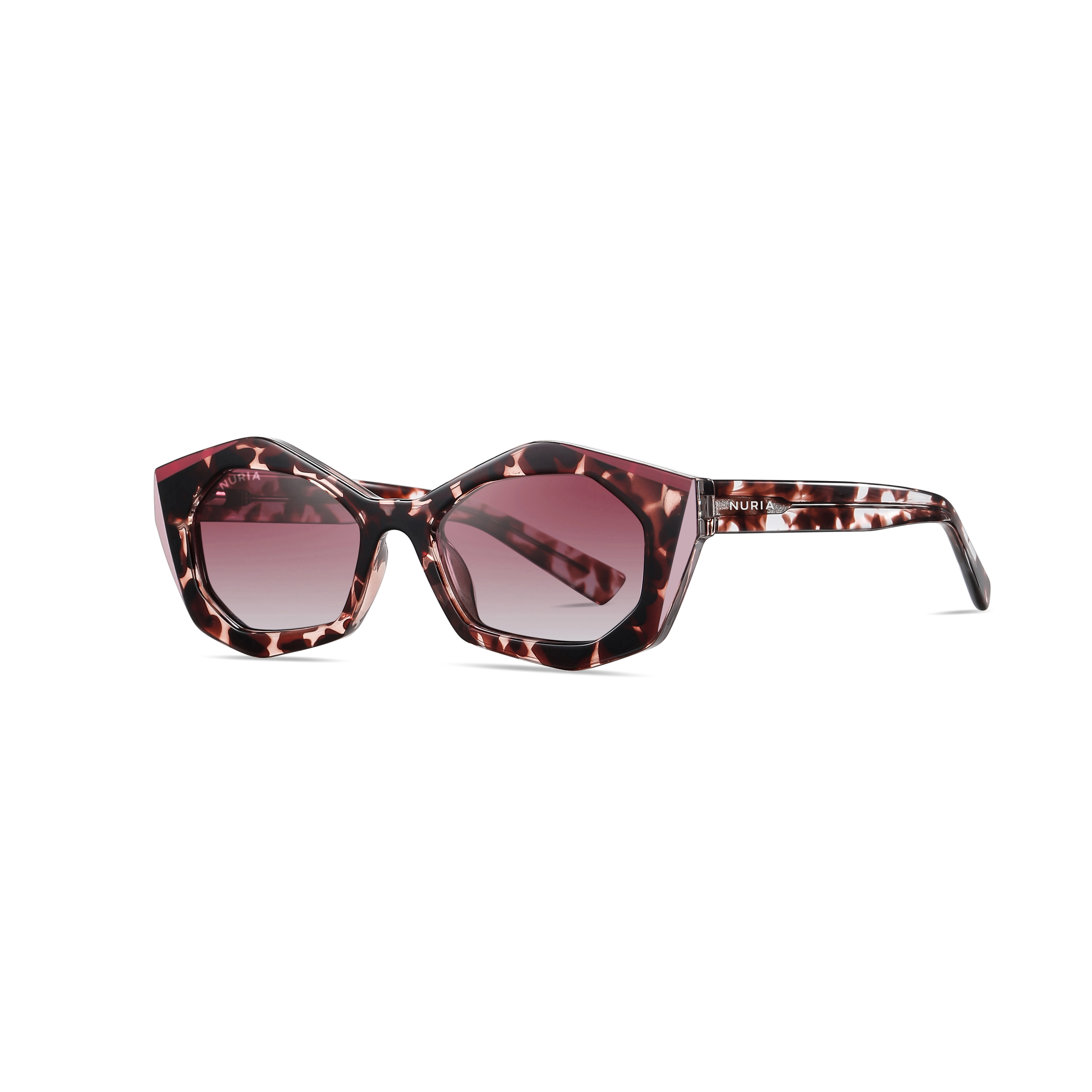 Ochelari Femei - Ochelari de Soare NURIA cu Ramă Geometrică Midnight Cascade Maroon Tortoise