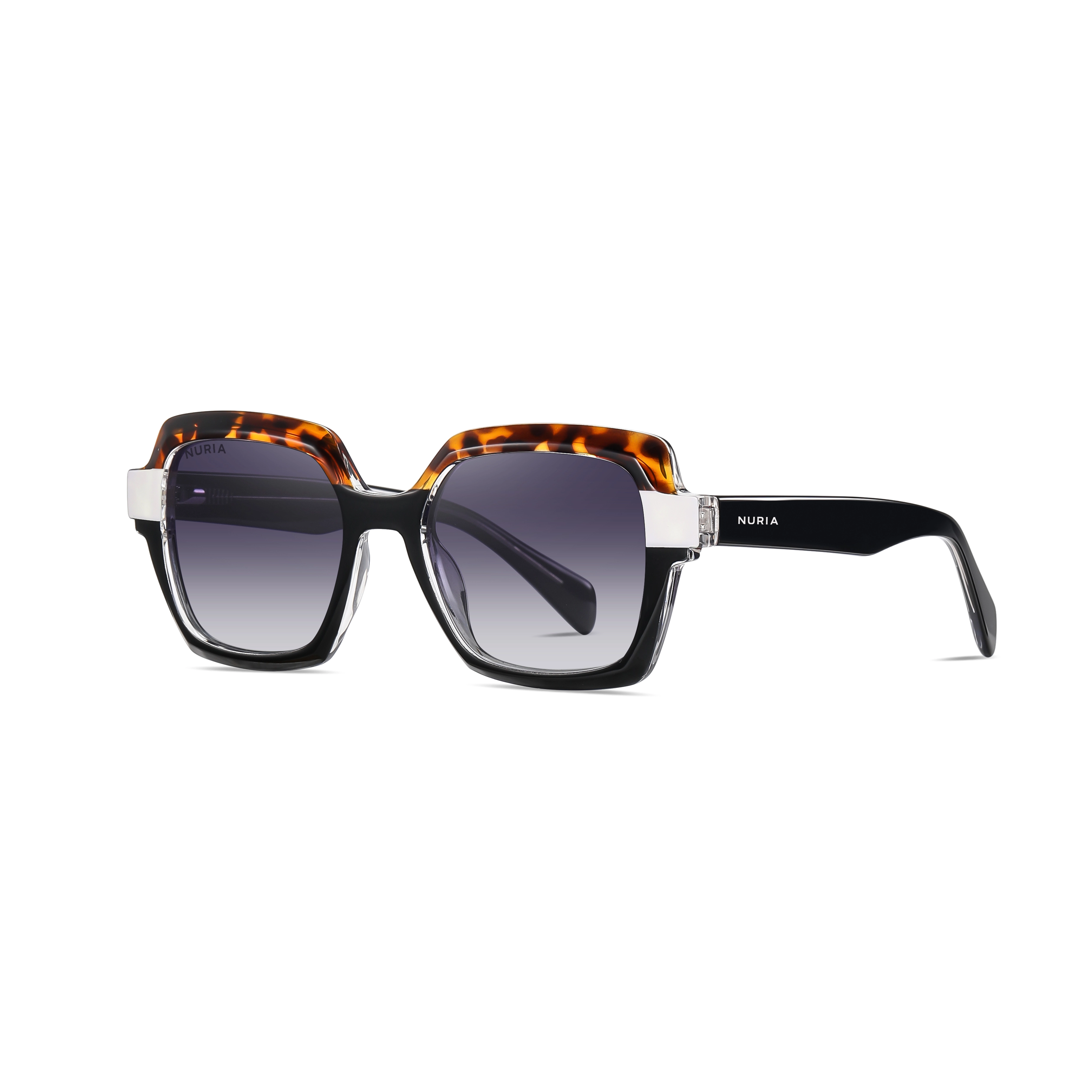 Ochelari Femei - Ochelari de Soare NURIA cu Ramă Pătrată Midnight Aura Black Tortoise