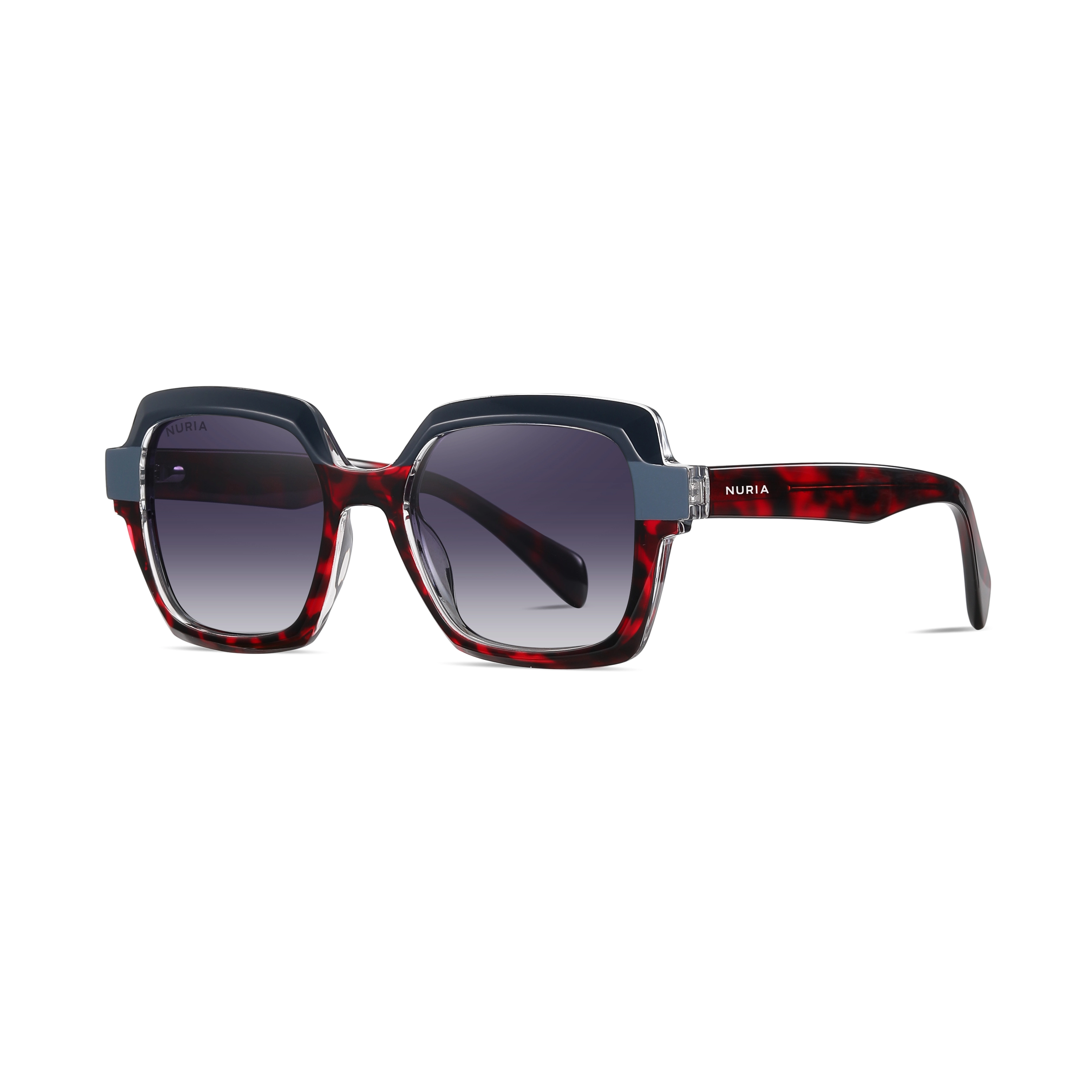 Ochelari Femei - Ochelari de Soare NURIA cu Ramă Pătrată Midnight Aura Ruby Blue Tortoise