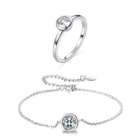 Seturi bijuterii din argint - Set bijuterii din argint, brățară și inel Moon Crystal