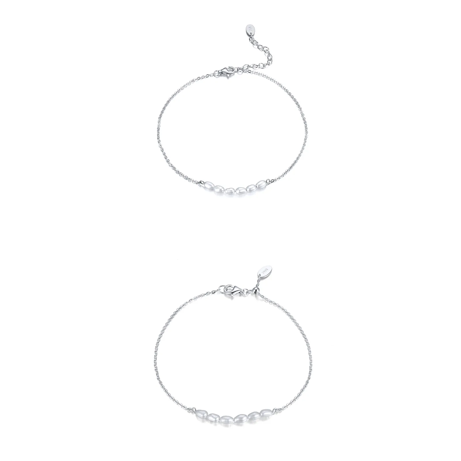 Seturi bijuterii din argint - Set Brățară de mană și Brățară de picior din Argint cu perle naturale de cultură Silver Serenity