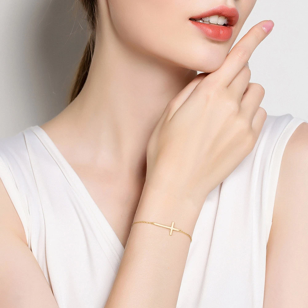 Seturi bijuterii din argint - Set Brățară de Mână și Brățară de Picior din Argint Sterling Silver Cross
