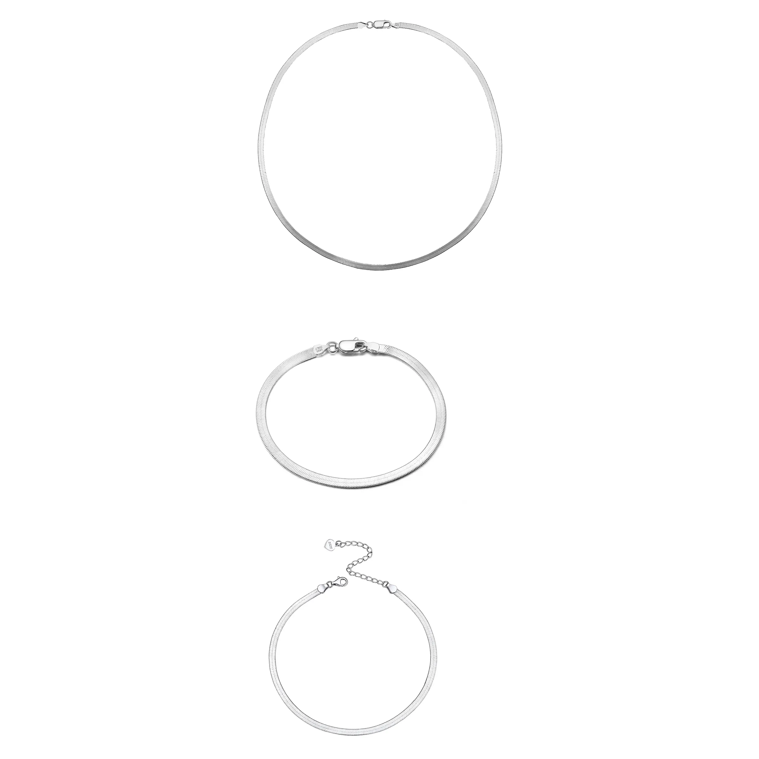 Seturi bijuterii din argint - Set Colier, Brățară de mană și Brățară de picior din Argint Snake Silver