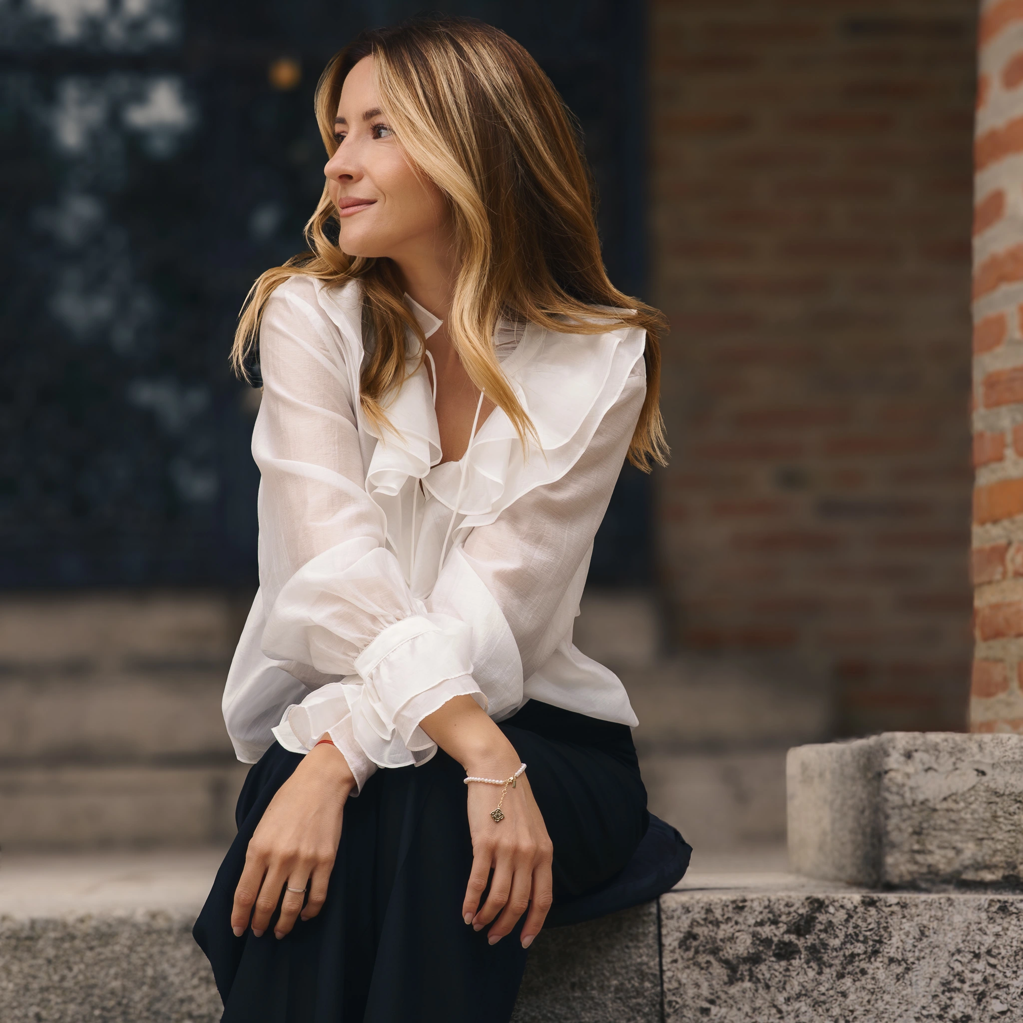 Christmas Sale - Set Colier, Brățară și Cercei din argint cu perle naturale de cultură mici Inimă Auriu