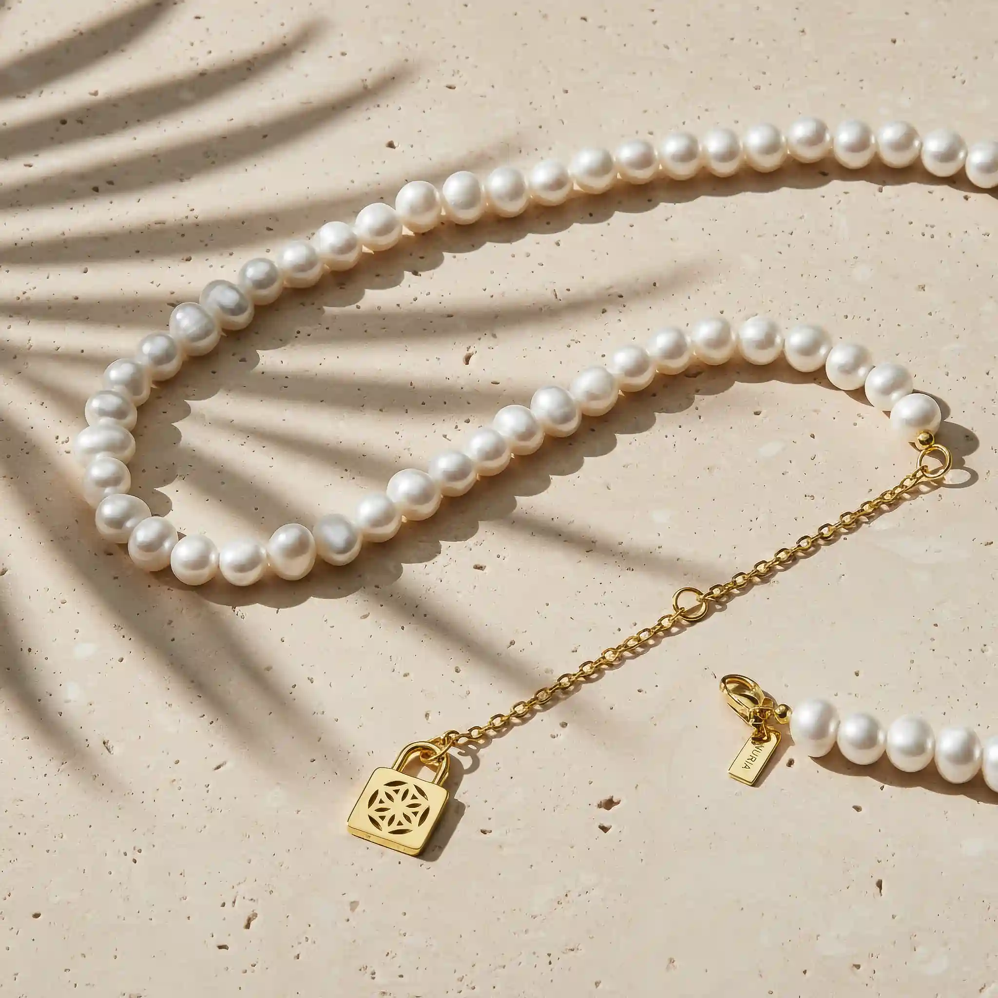 Seturi bijuterii din argint - Set Colier și Brățară Argint cu perle naturale de cultură mari Sigiliu Auriu