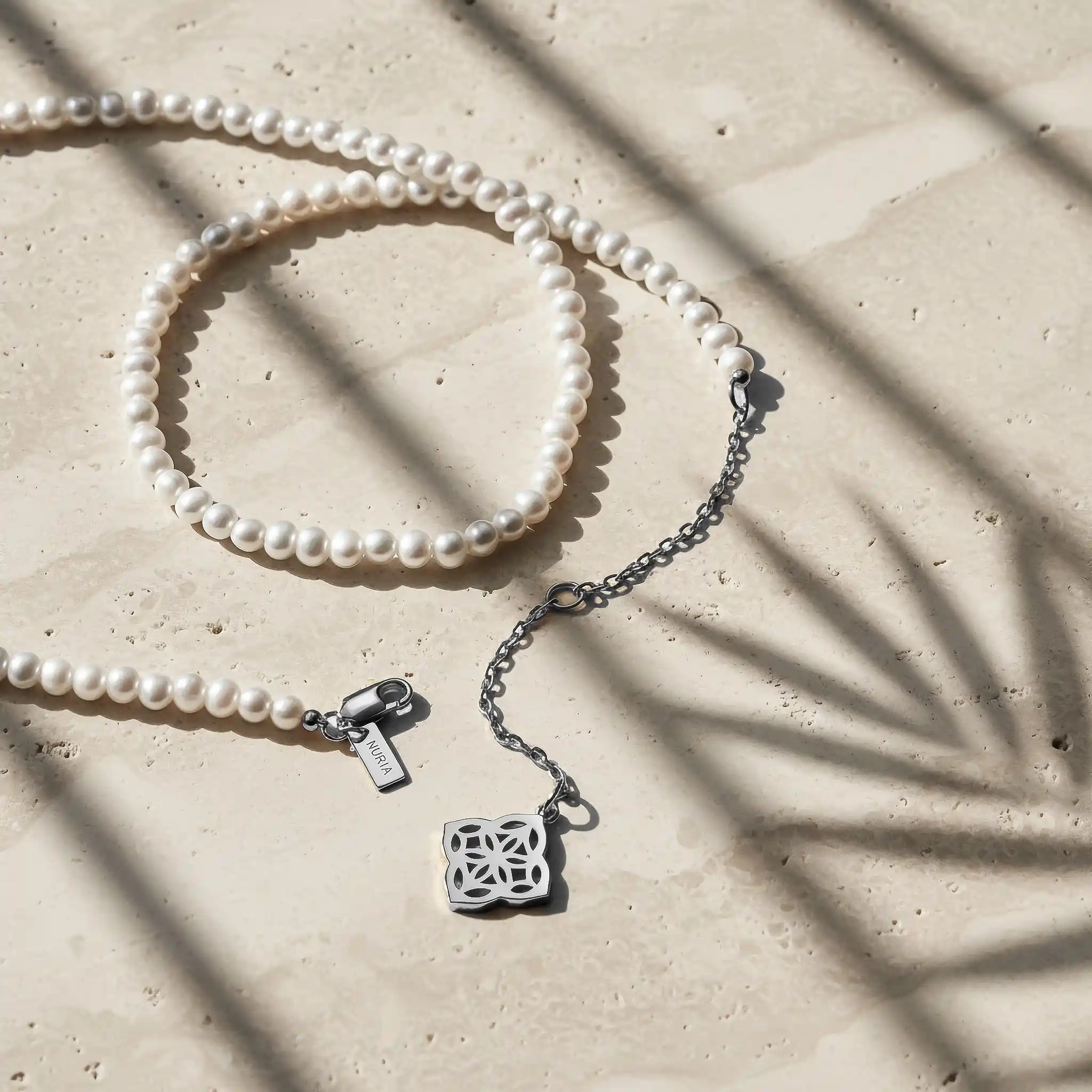Seturi bijuterii din argint - Set Colier și Brățară Argint cu perle naturale de cultură mici Inimă Argintiu