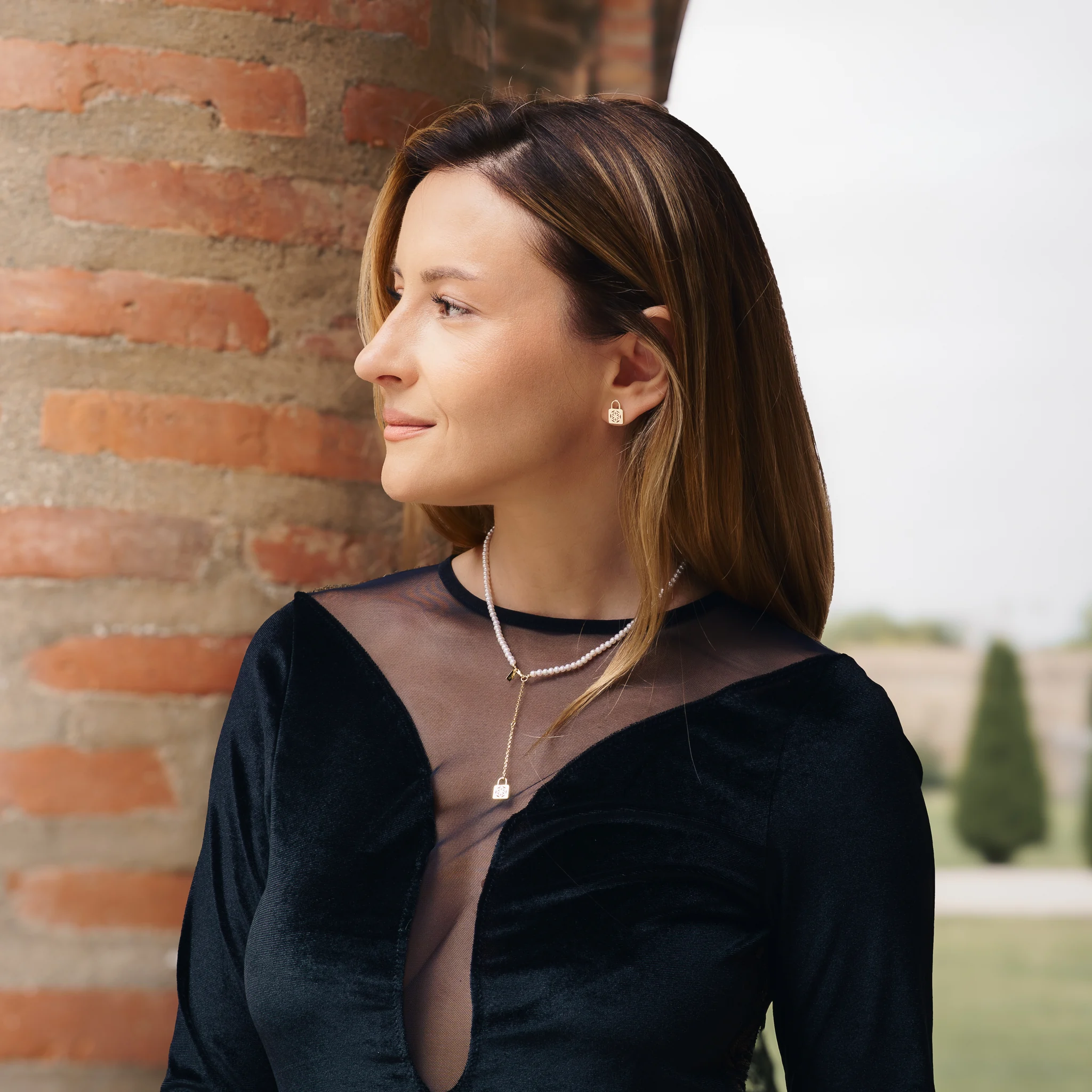 Christmas Sale - Set Colier și Brățară Argint cu perle naturale de cultură mici Sigiliu Auriu