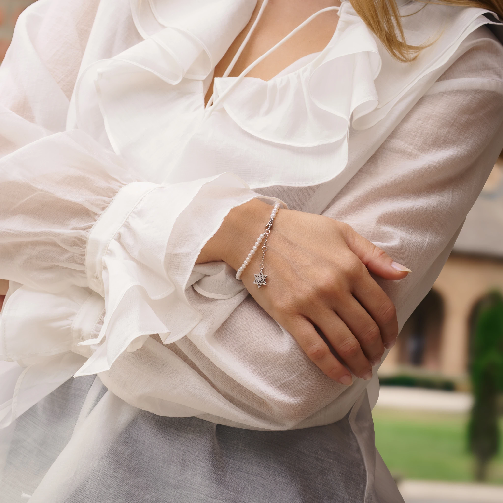 Christmas Sale - Set Colier și Brățară Argint cu perle naturale de cultură mici Stea Argintiu