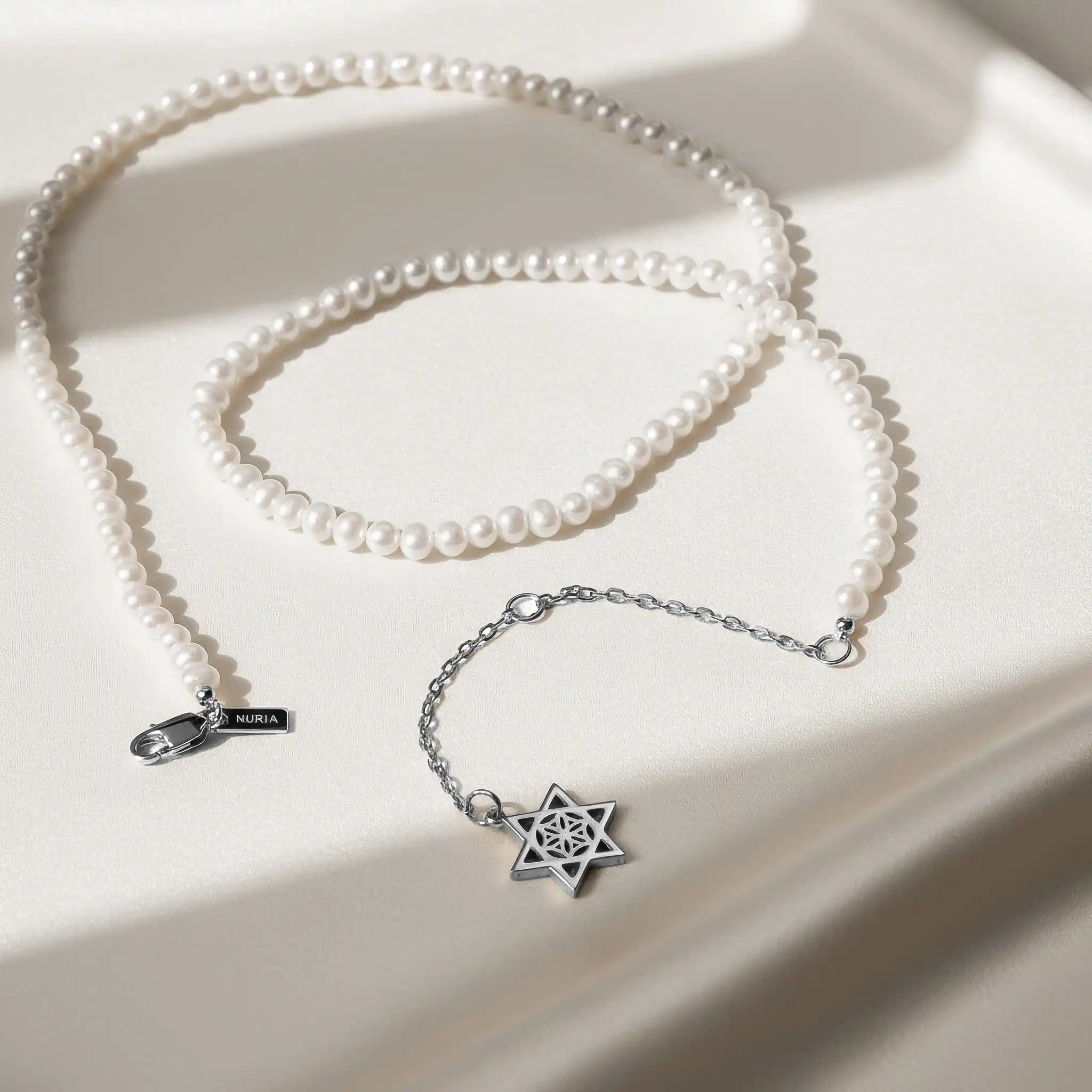 Christmas Sale - Set Colier și Brățară Argint cu perle naturale de cultură mici Stea Argintiu