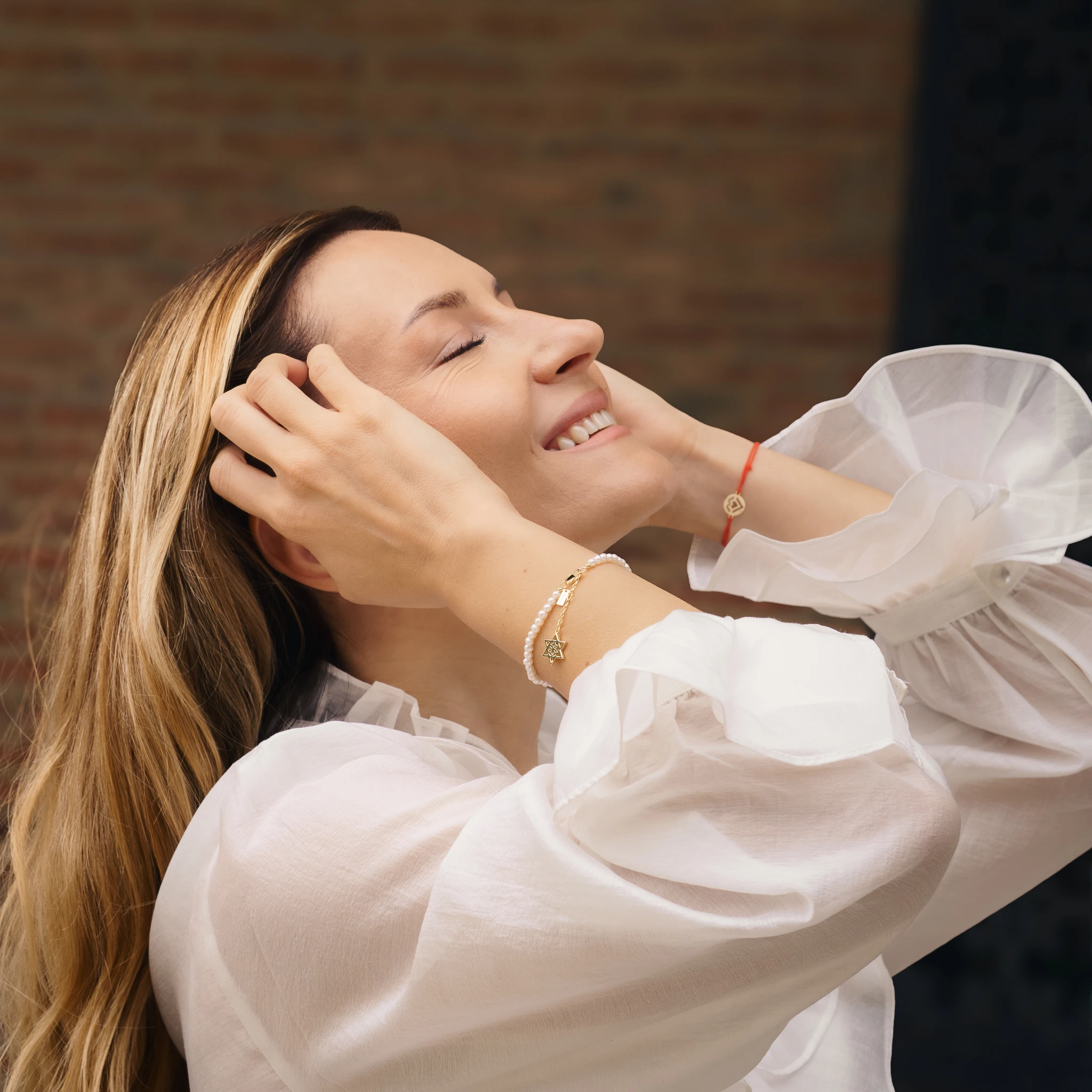 Produse Noi - Set Colier și Brățară Argint cu perle naturale de cultură mici Stea Auriu