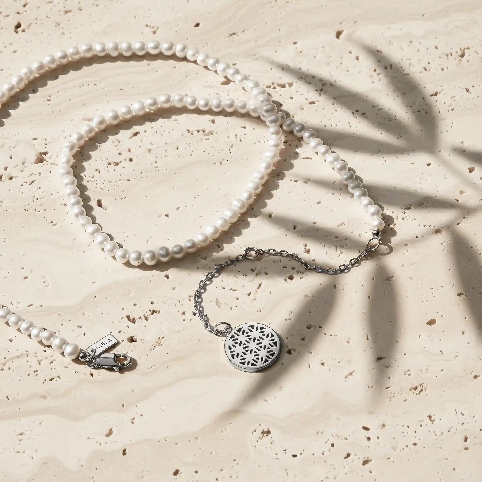 Christmas Sale - Set Colier și Brățară Argint cu perle naturale de cultură mici Structură Argintiu