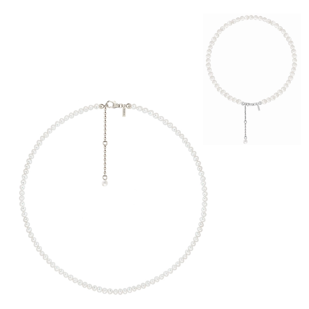 Seturi bijuterii din argint - Set Colier și Brățară Argint de Picior cu Perle Naturale de Cultură Small String Silver