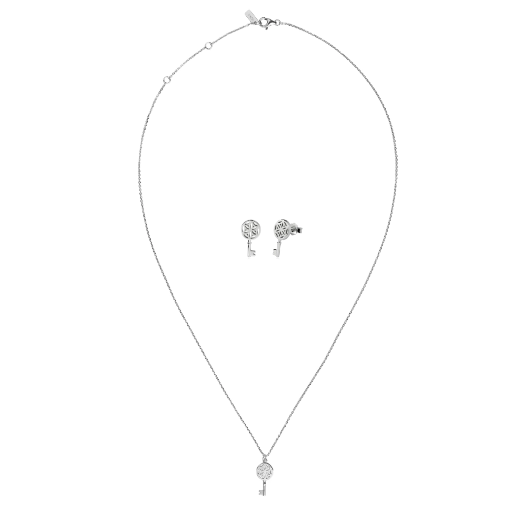 Christmas Sale - Set Colier și Cercei din argint Cheie Argintiu Inner Code