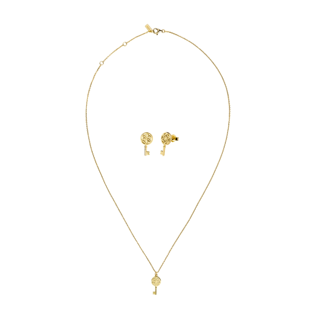Seturi bijuterii din argint - Set Colier și Cercei din argint Cheie Auriu Inner Code