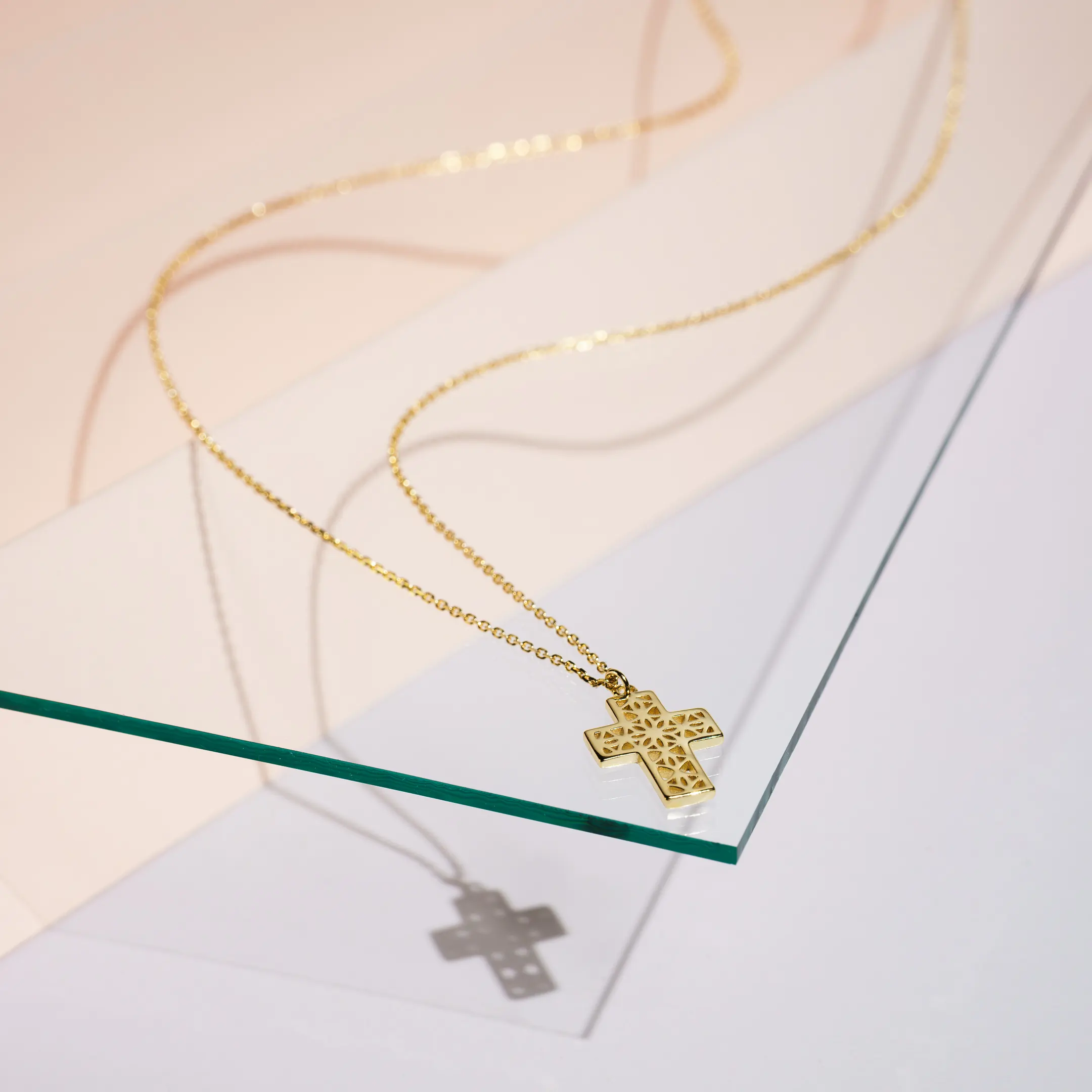 Seturi bijuterii din argint - Set Colier și Cercei din argint Cruce Auriu Inner Code