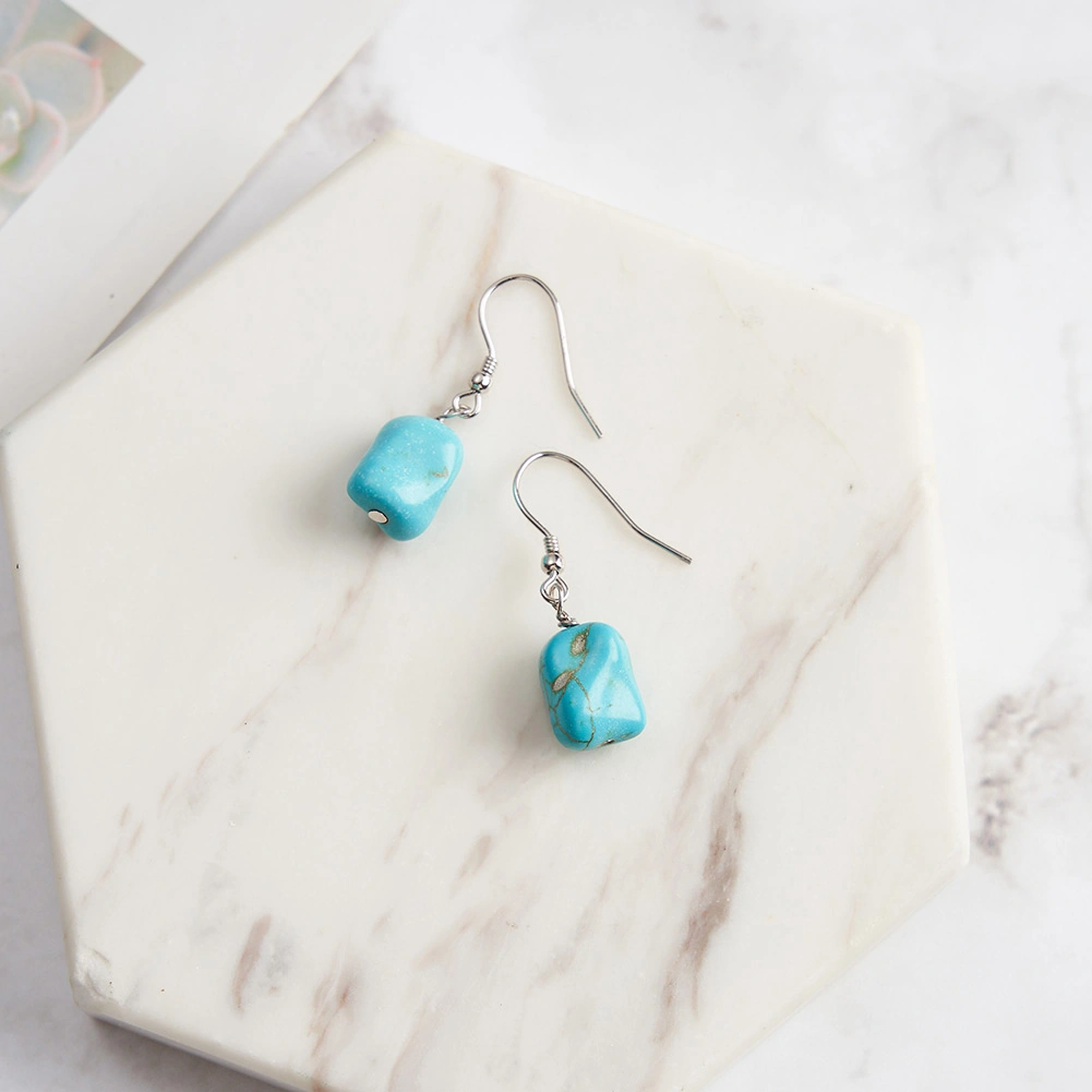 Set Colier și Cercei din Argint cu Piatră Naturală Turcoaz Turquoise Pendant Silver [4]