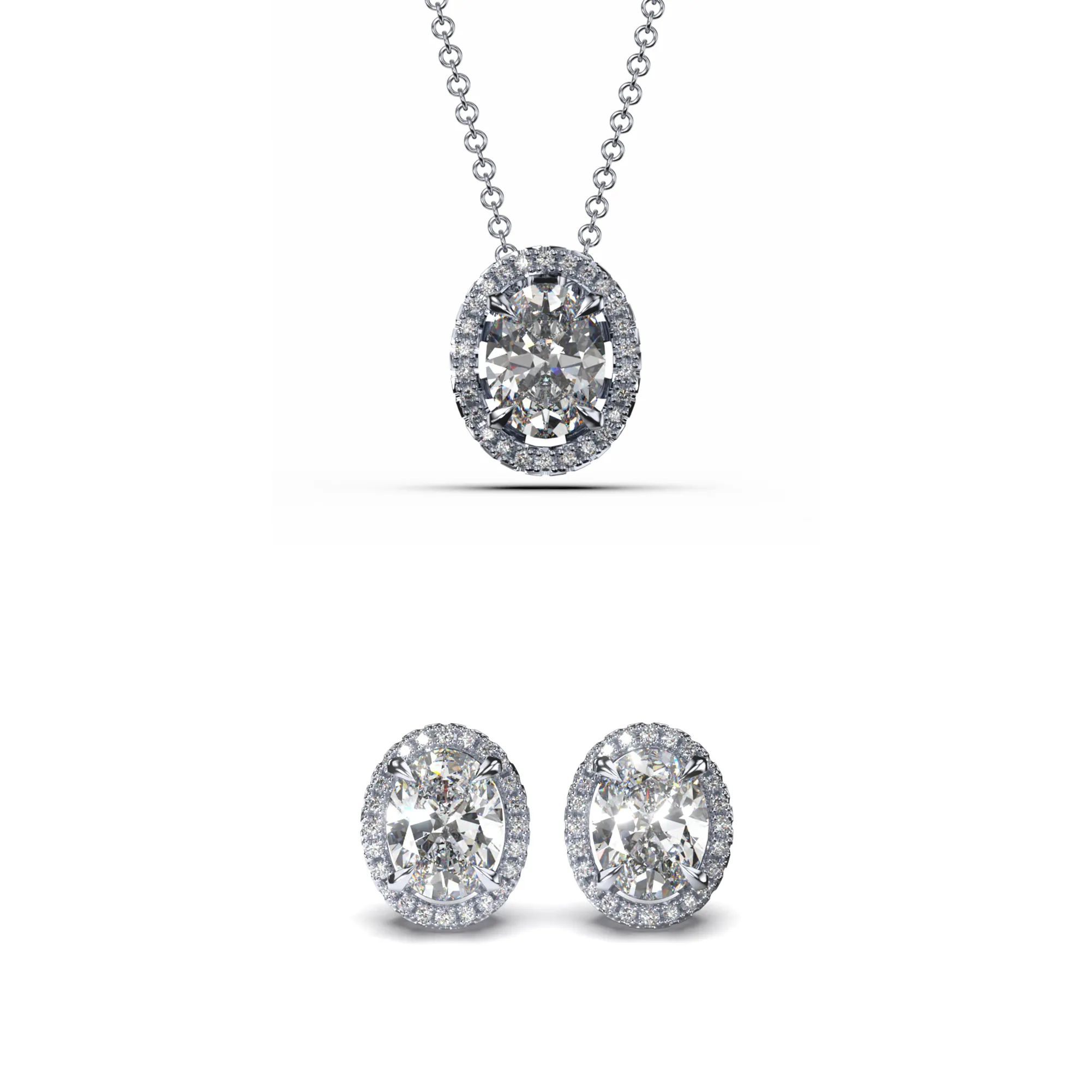 Seturi bijuterii din argint - Set Colier și Cercei din Argint Halo Brilliance Silver