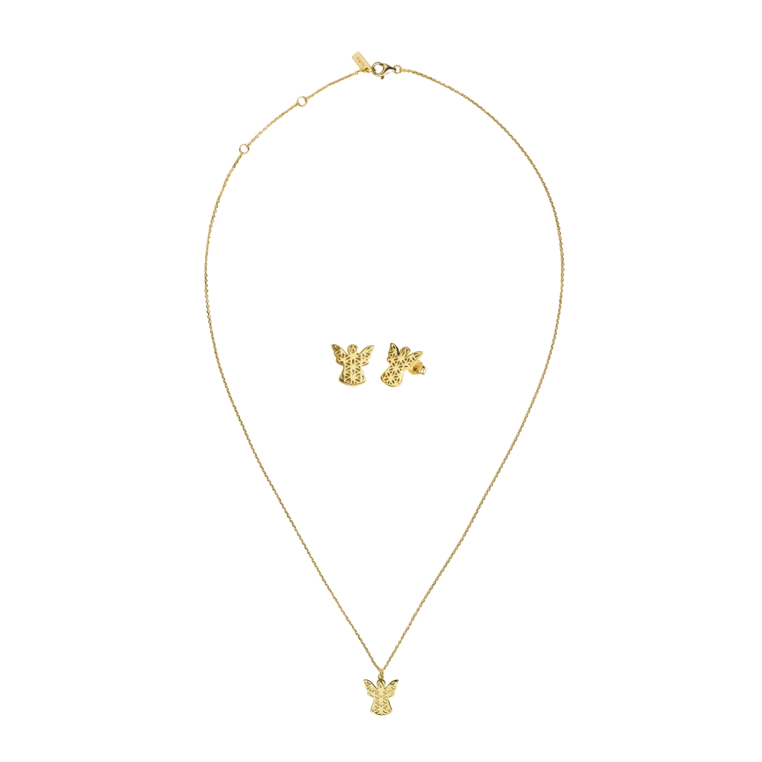 Seturi bijuterii din argint - Set Colier și Cercei din argint Înger Auriu Inner Code