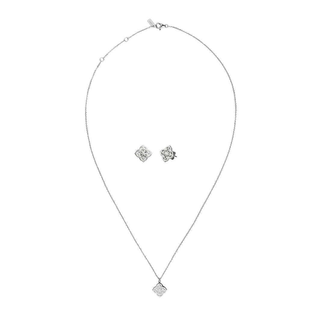 Seturi bijuterii din argint - Set Colier și Cercei din argint Inimă Argintiu Inner Code