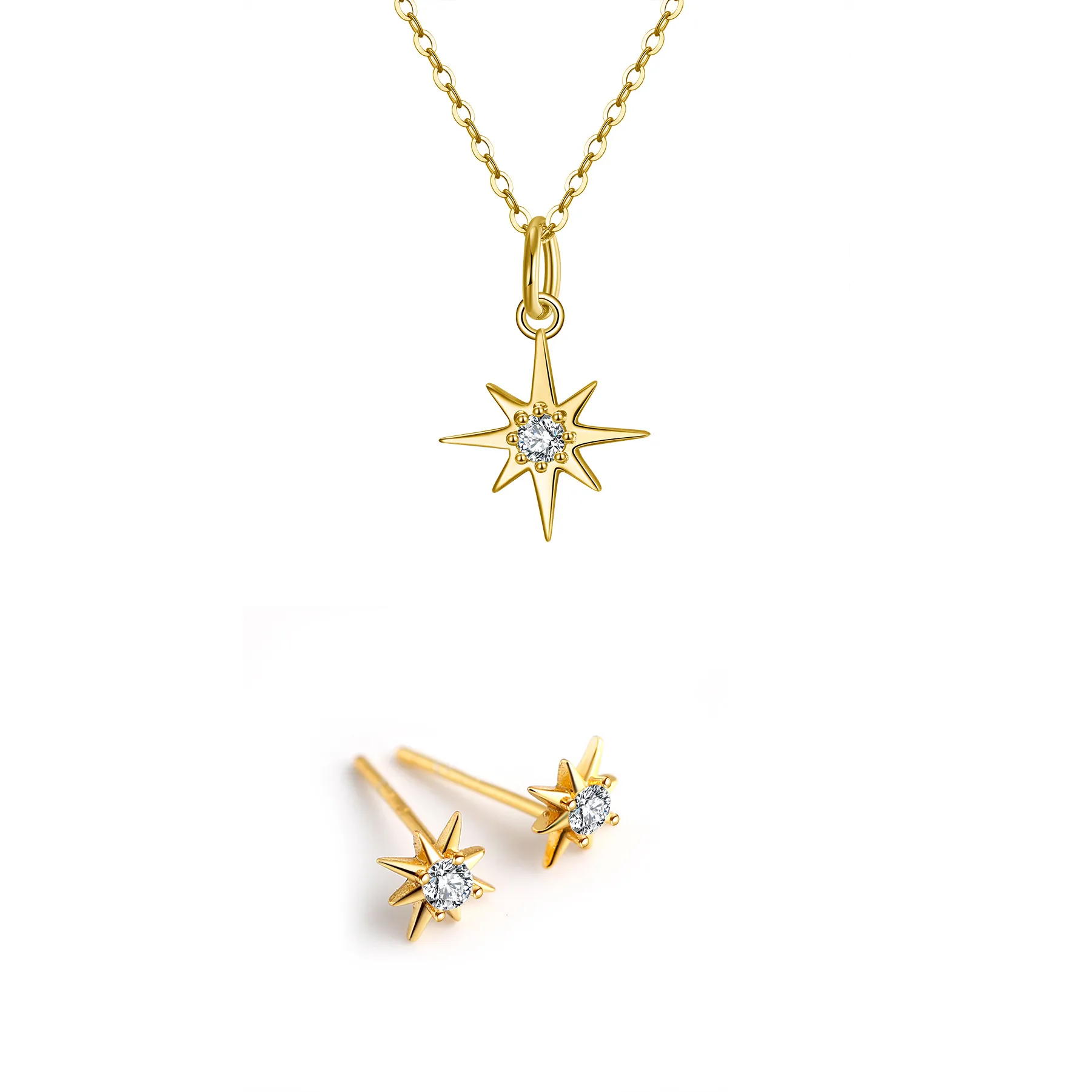 Seturi bijuterii din argint - Set Colier și Cercei din Argint North Star Gold