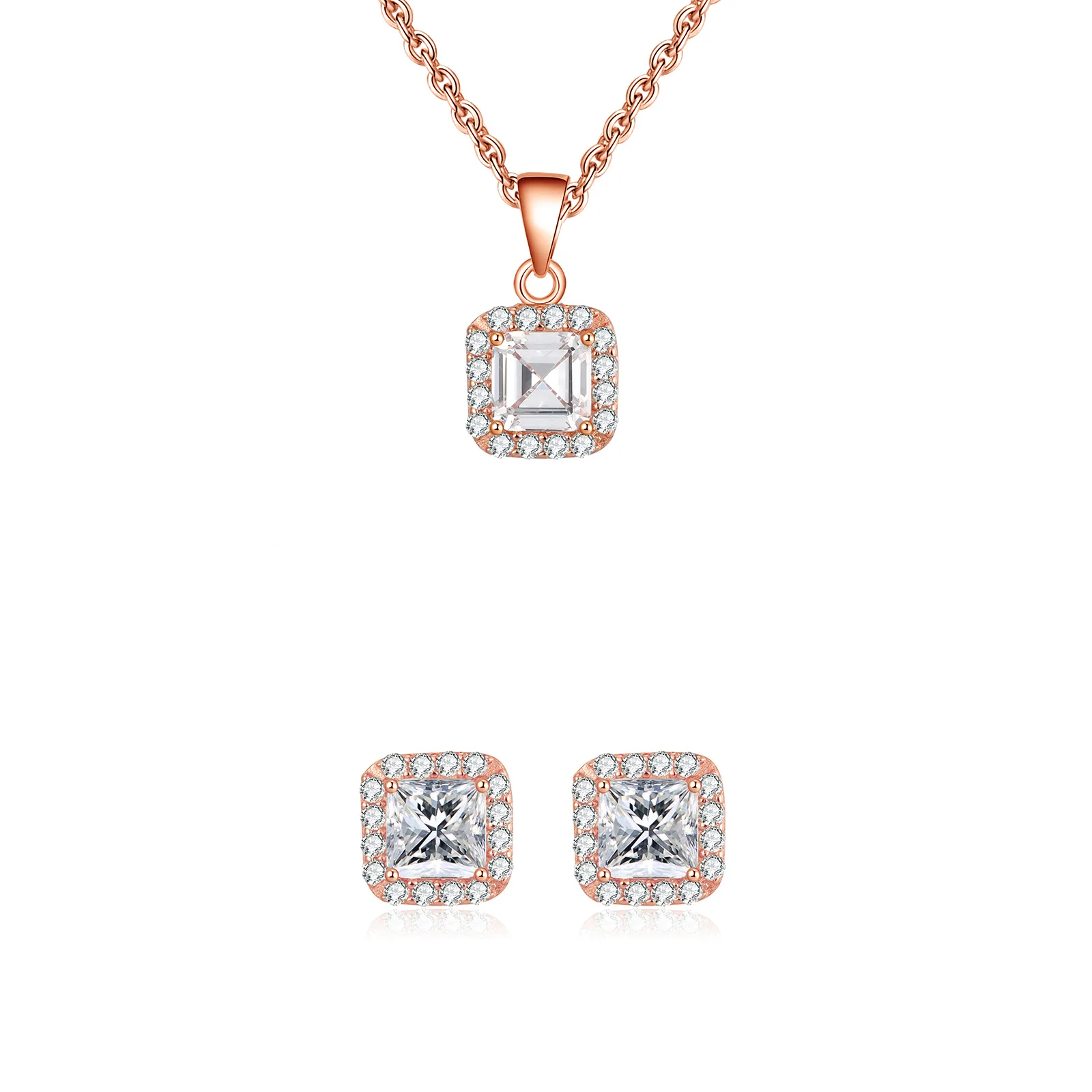 Seturi bijuterii din argint - Set Colier și Cercei din Argint Rose Glamour