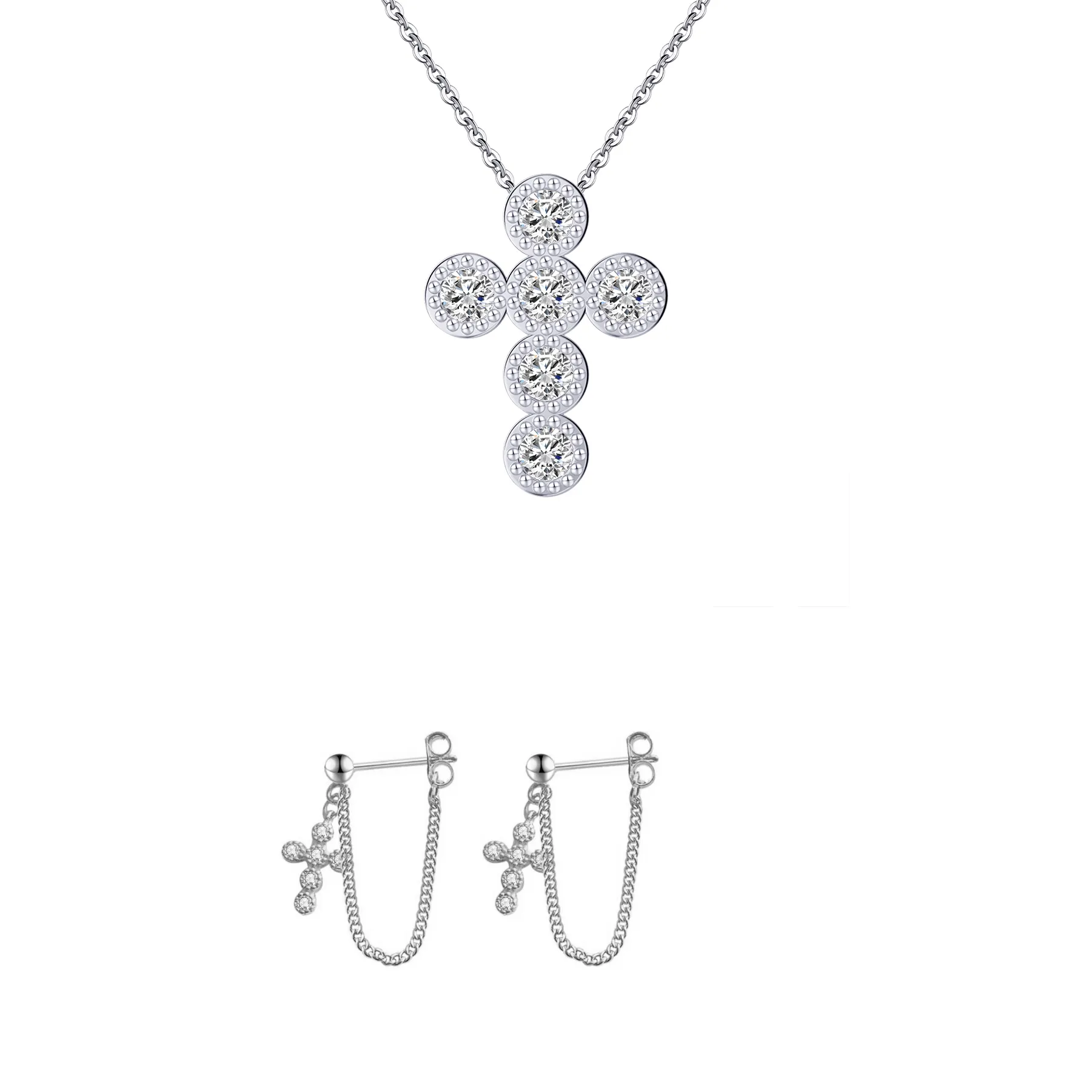 Seturi bijuterii din argint - Set Colier și Cercei din Argint Silver Constellation