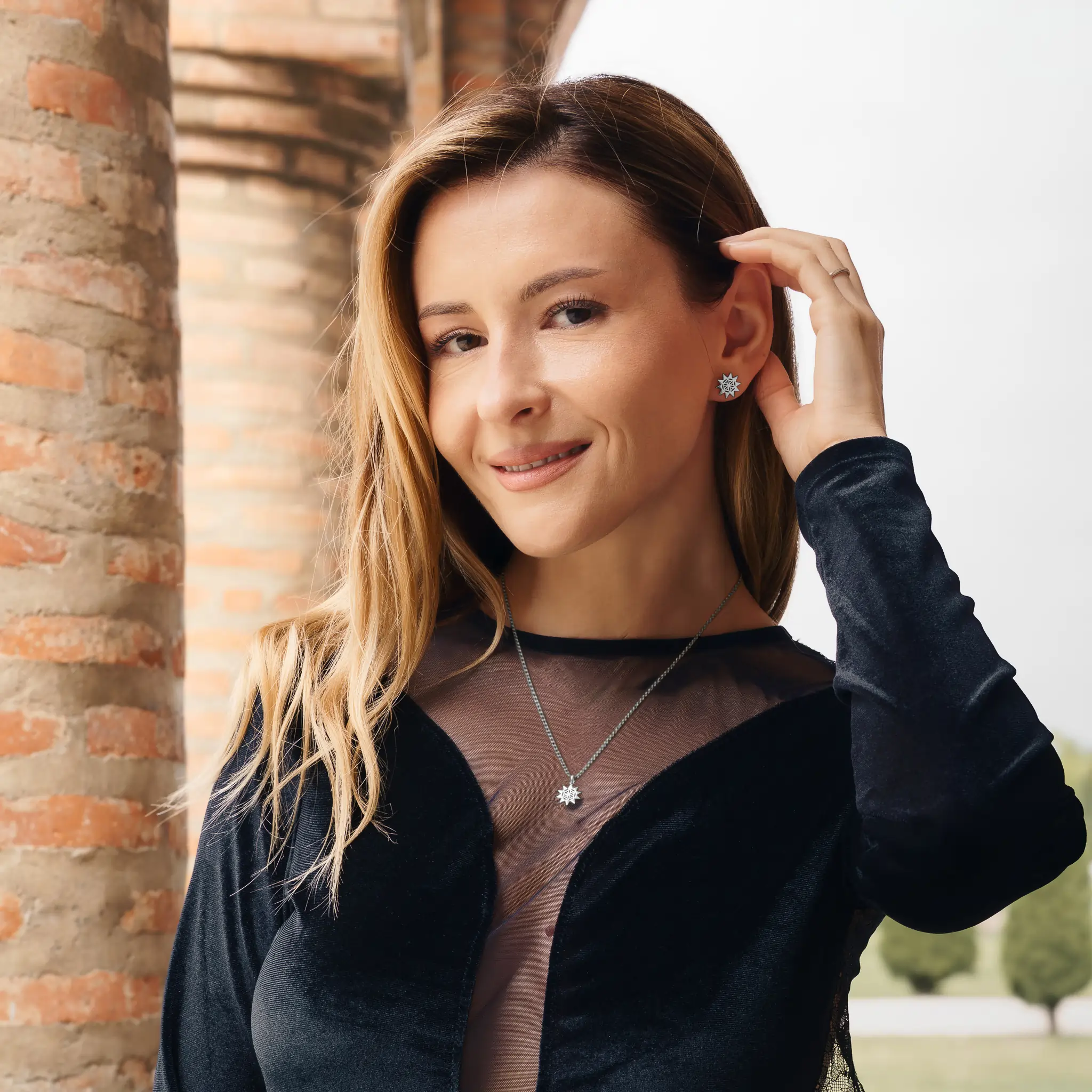 Seturi bijuterii din argint - Set Colier și Cercei din argint Soare Argintiu Inner Code