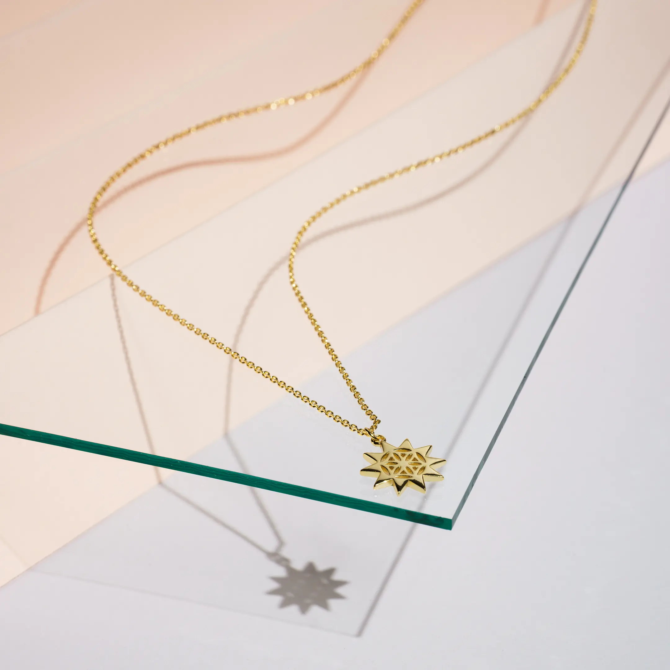 Seturi bijuterii din argint - Set Colier și Cercei din argint Soare Auriu Inner Code