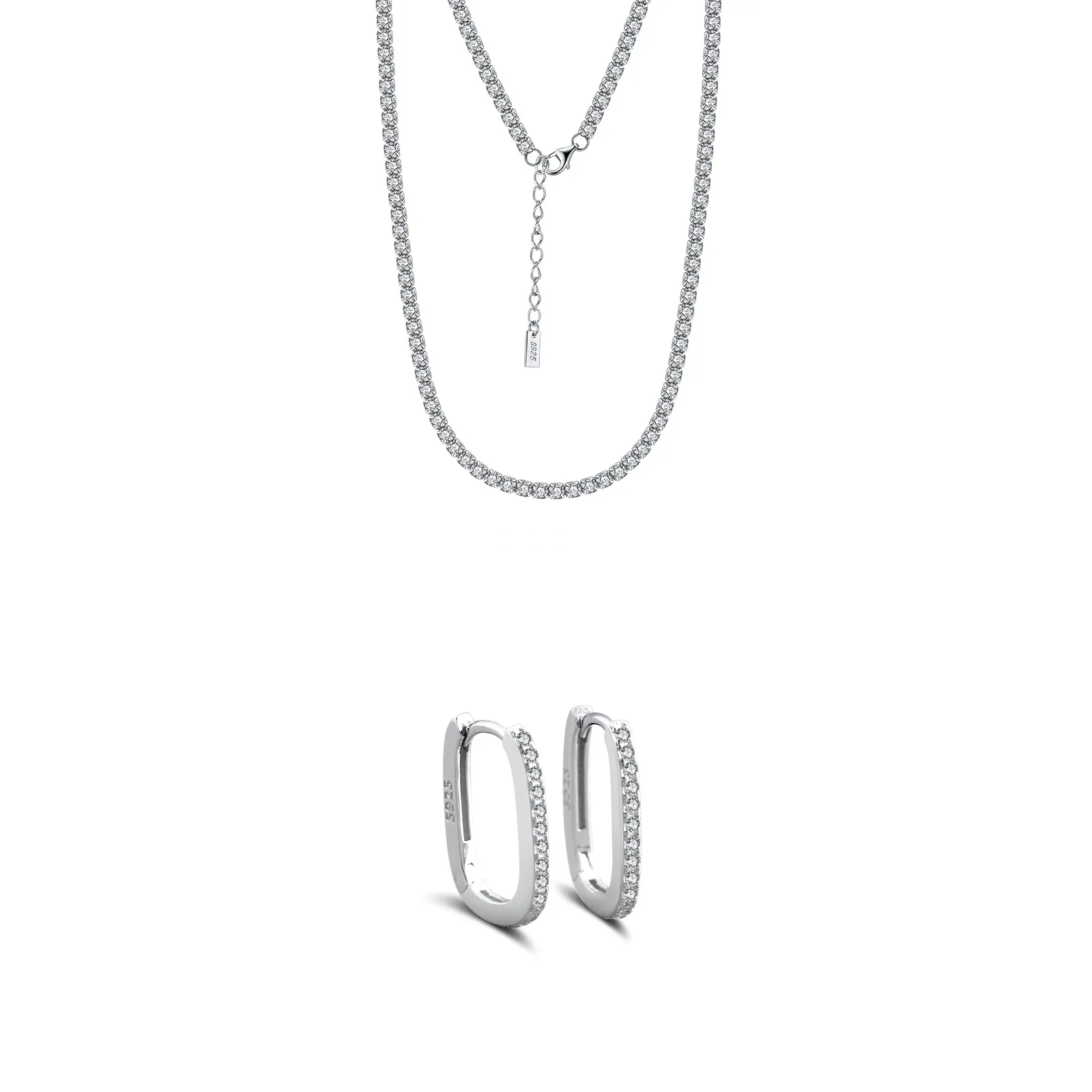 Seturi bijuterii din argint - Set Colier și Cercei din Argint Tennis Essence Silver