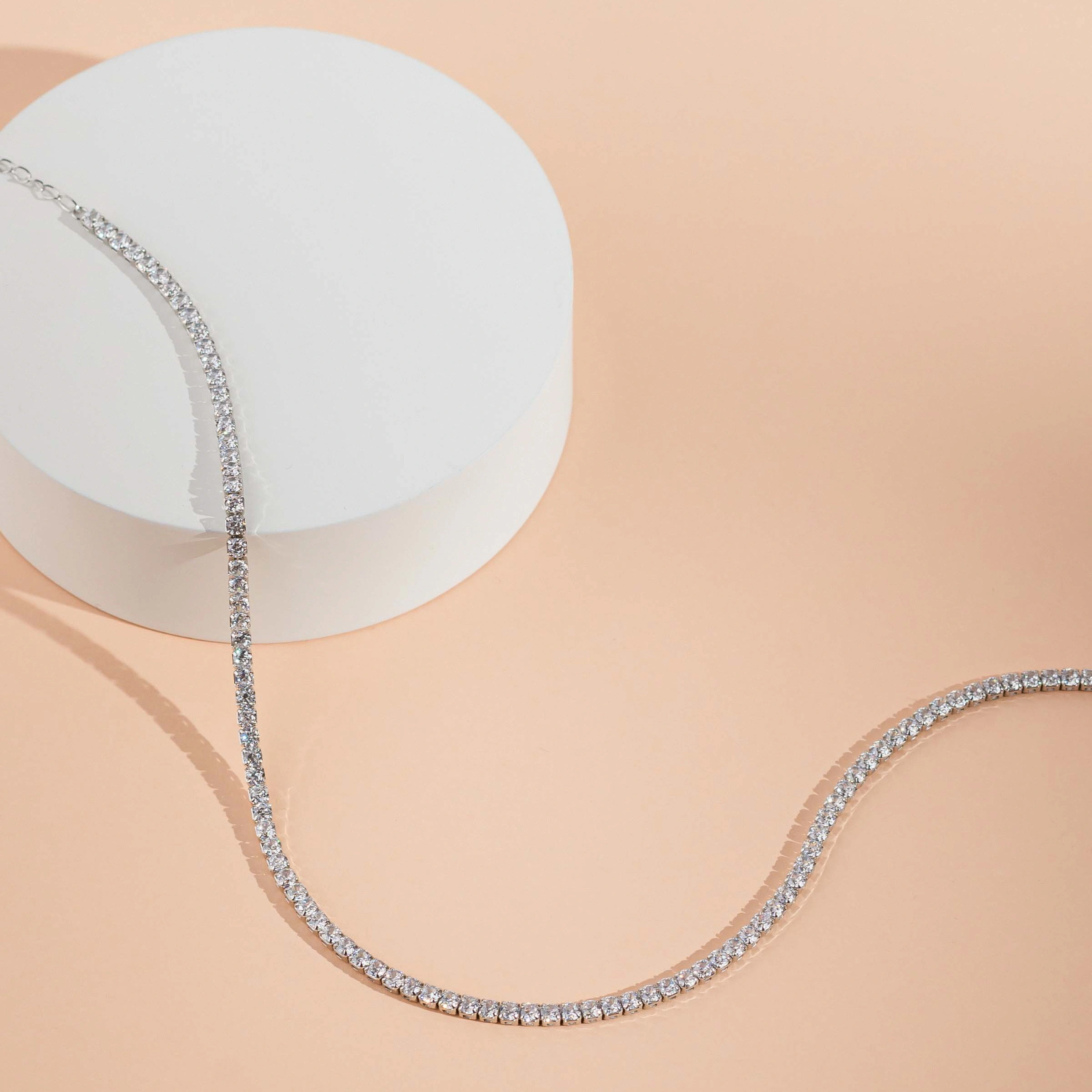 Seturi bijuterii din argint - Set Coliere din Argint Silver Crystal Cross și tennis