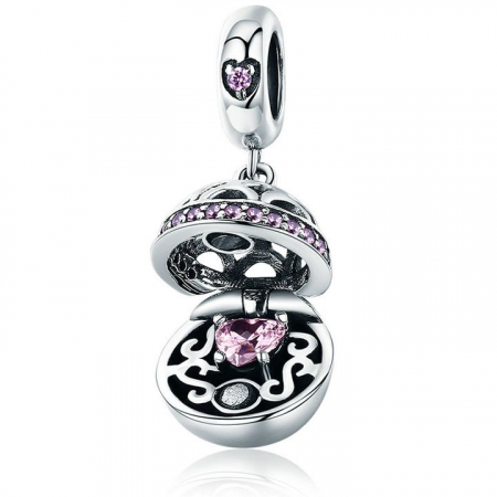 Talismane din argint - Talisman din argint Pink Heart Box