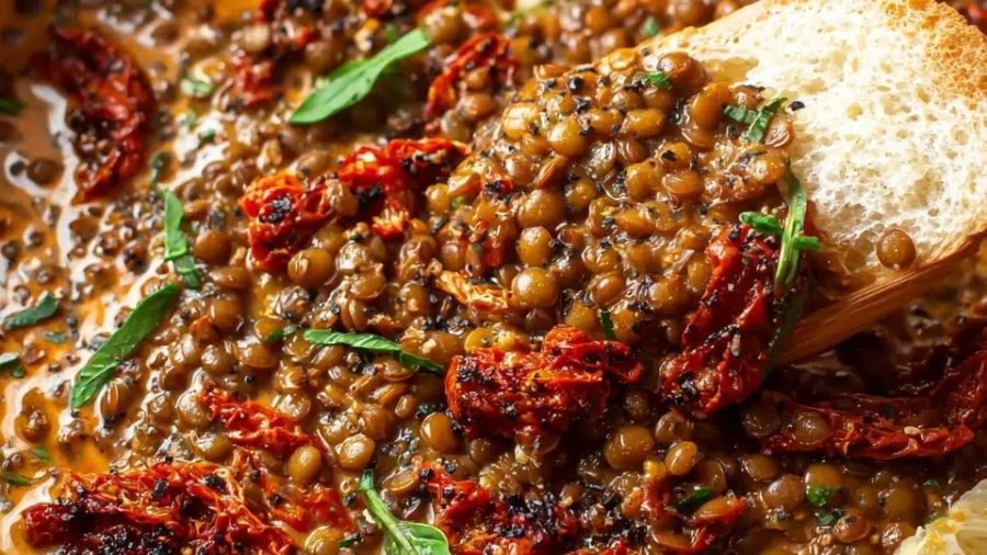 Linte cremoasă cu roșii uscate la soare