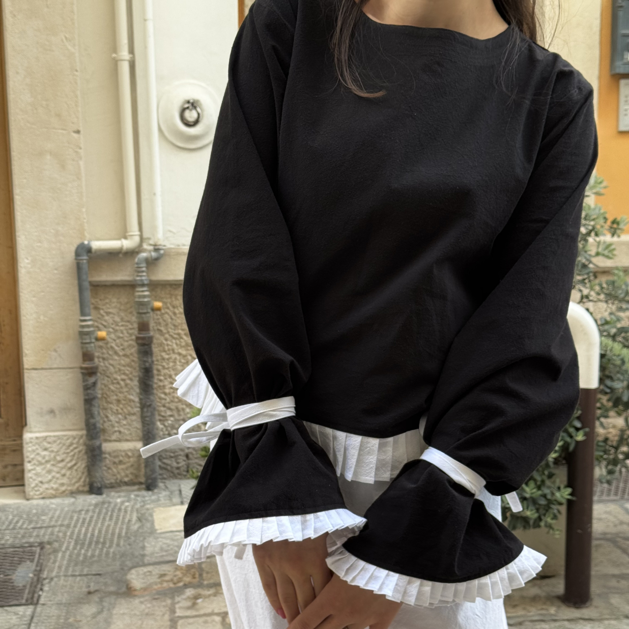 Bluza bumbac cu pliuri Linea [5]