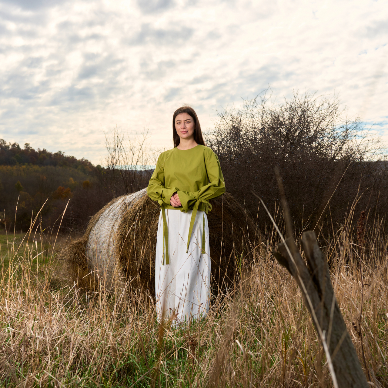 Bluza bumbac Olive cu snur reglabil [5]