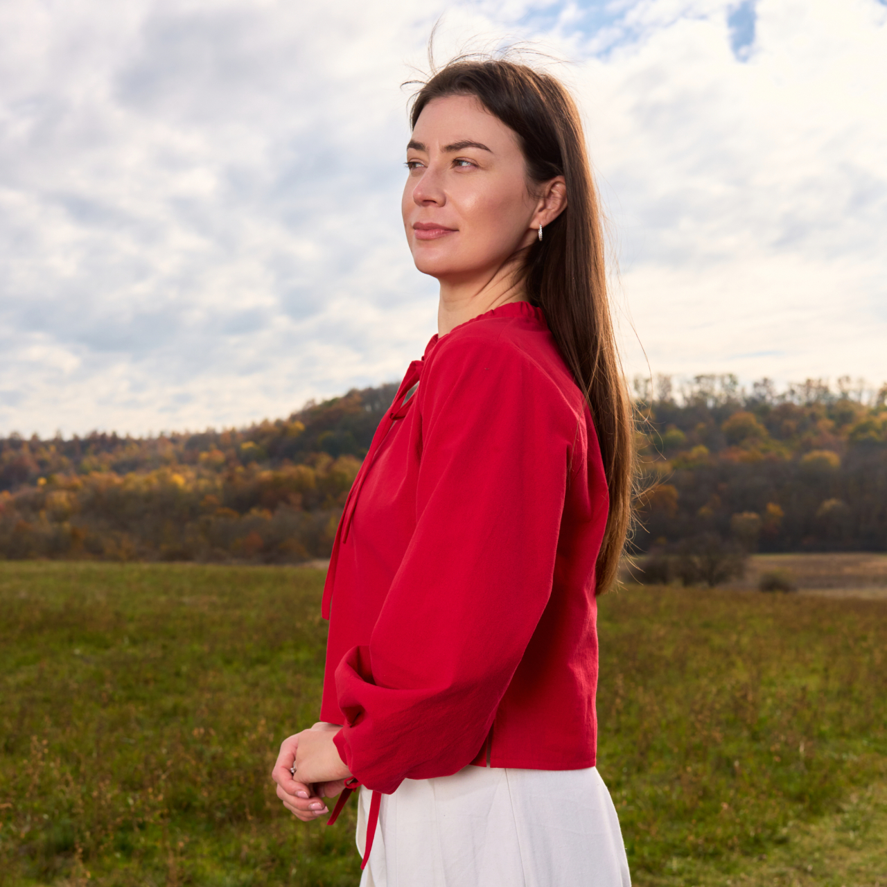 Bluza bumbac rosu Dariana [2]