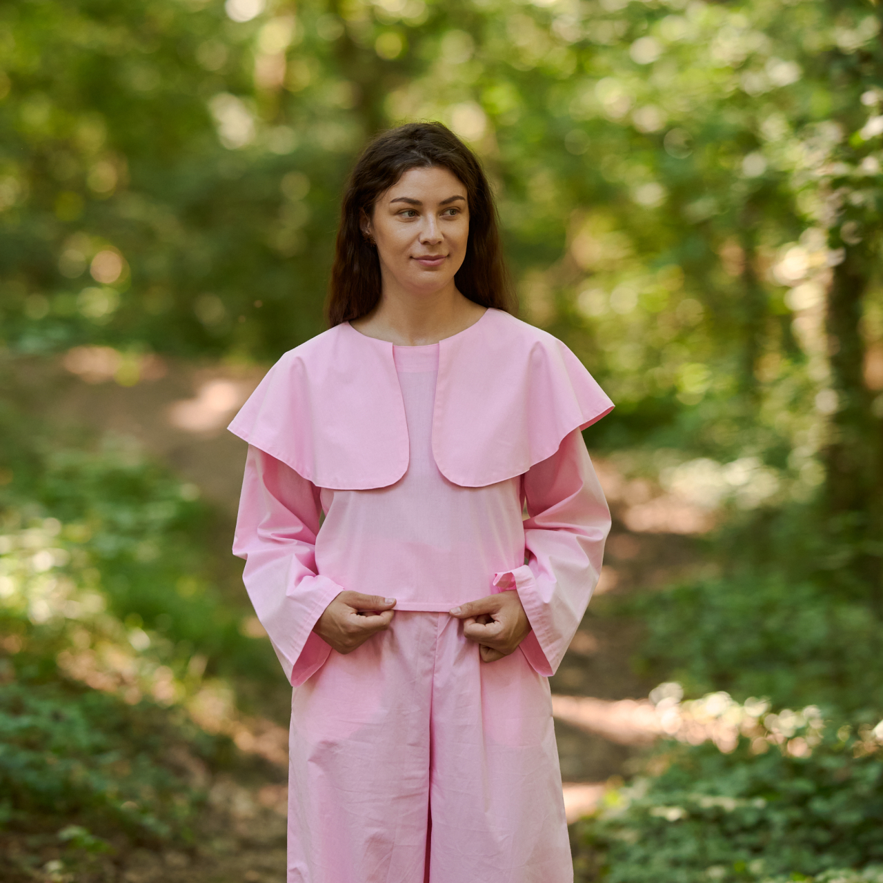 Bluza bumbac roz cu guler Bujor [5]