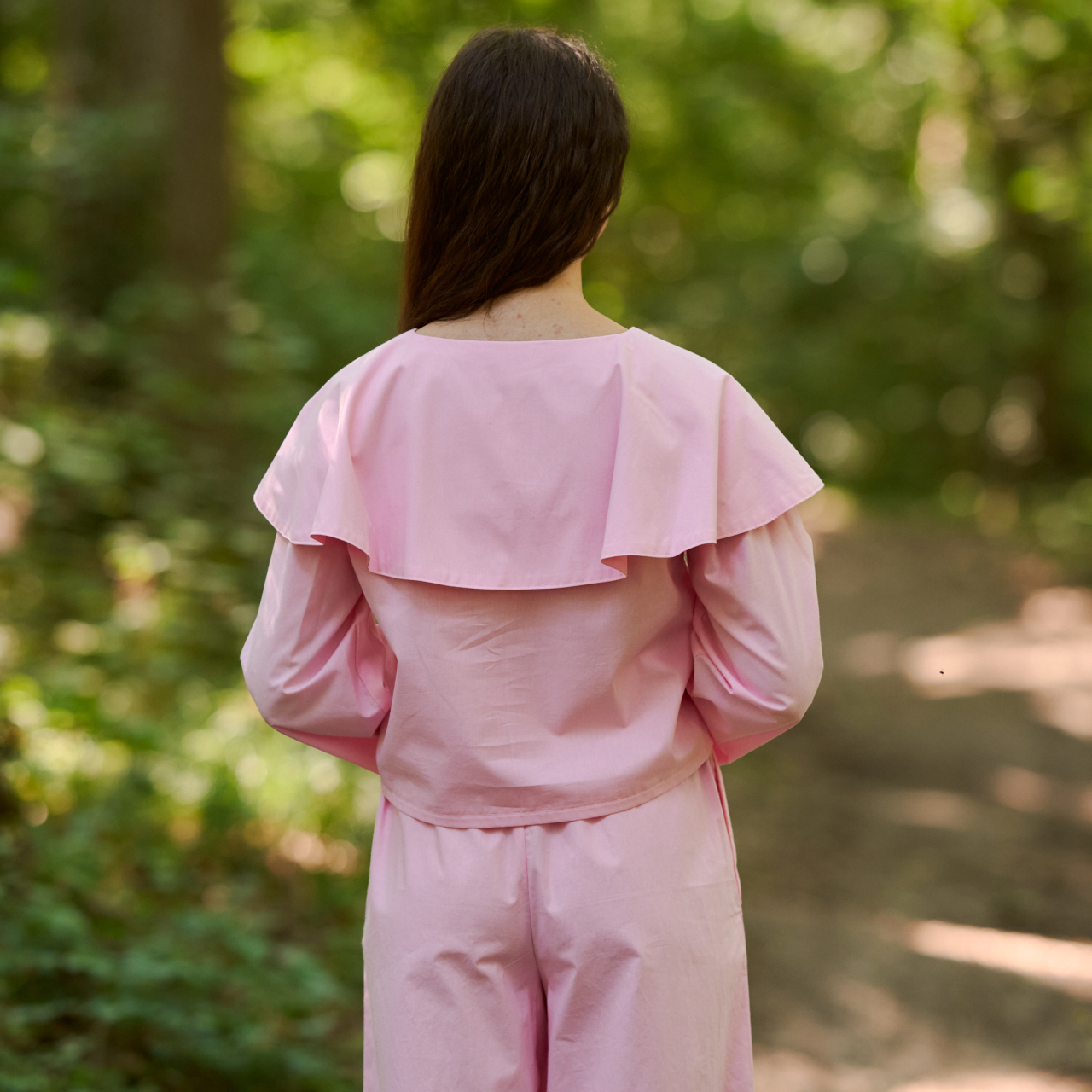 Bluza bumbac roz cu guler Bujor [6]