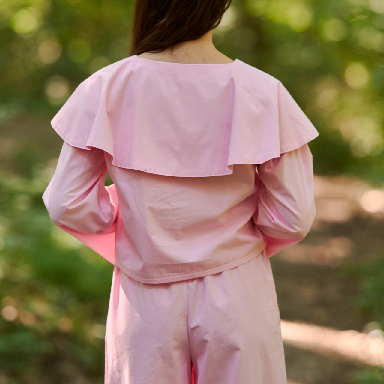 Bluza bumbac roz cu guler Bujor [4]