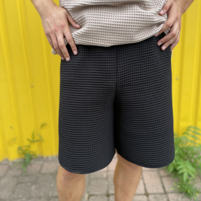 Pantaloni scurți bumbac waffle cu elastic si buzunar [3]